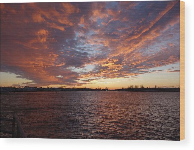 Sunsets Wood Print featuring the photograph Sunset over Manasquan Inlet by Melinda Saminski