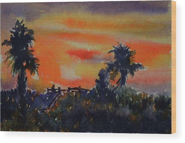 Florida Wood Print featuring the painting Sunset over the dunes 7-10-17 by Julianne Felton