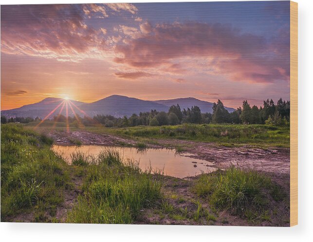 Beskids Wood Print featuring the photograph Sunrise over the Little Beskids by Dmytro Korol
