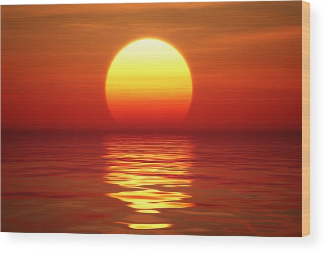 Sunset Wood Print featuring the photograph Sunset over tranqual water by Johan Swanepoel