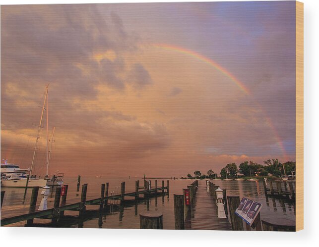 Chesapeake Bay Wood Print featuring the photograph Sunset Rainbow by Jennifer Casey