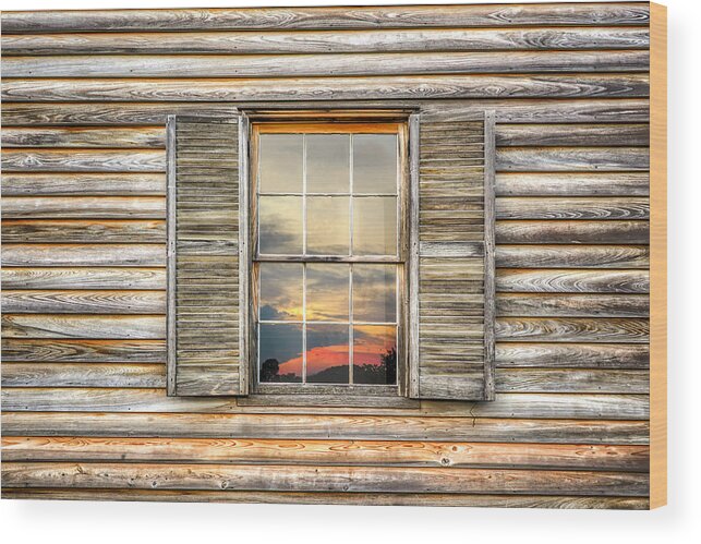 Window Wood Print featuring the photograph Sunset Reflection by Ryan Wyckoff