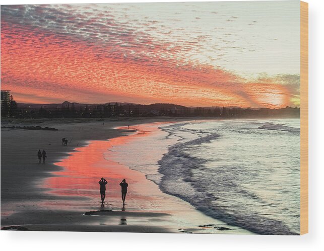 Beach Wood Print featuring the photograph Sunset Show by Catherine Reading