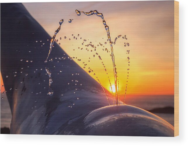 Water Wood Print featuring the photograph Sunset Spout 0017 by Kristina Rinell