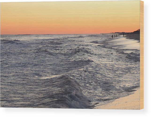 Atlantic Ocean Wood Print featuring the photograph Sunset Surf Fishing by Steve Gravano