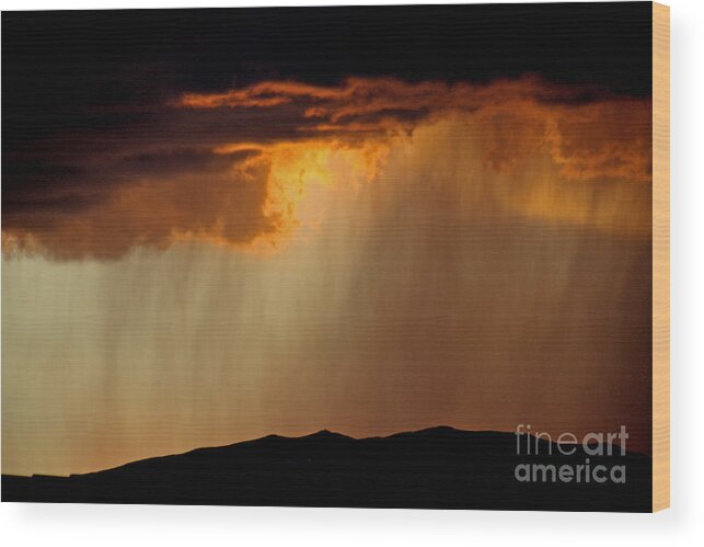 Thunderstorms Wood Print featuring the photograph Sunset Thunderstorm by John Langdon