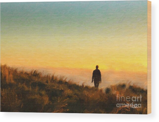 Landscape Wood Print featuring the painting Sunset Walk by Chris Armytage