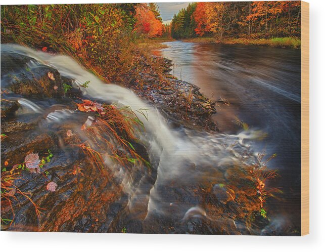 Kelly River Wilderness Wood Print featuring the photograph Sunset Waterfall by Irwin Barrett