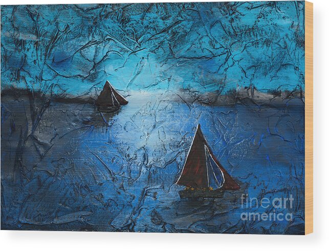 Seascape Wood Print featuring the painting Sunset With Galway Hookers by Alys Caviness-Gober