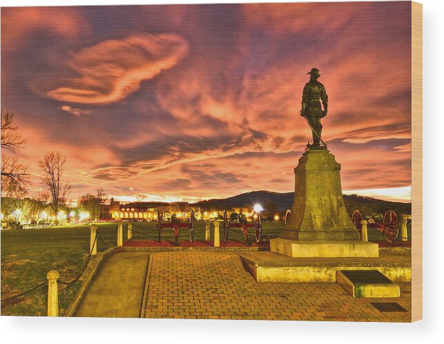 Virginia Military Institute Wood Print featuring the photograph Sunset's Veil by Don Mercer