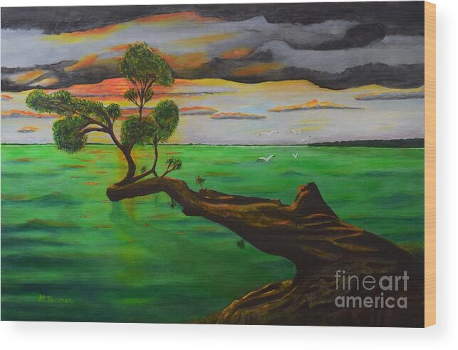 Sunset Wood Print featuring the painting Sunsetting by Melvin Turner