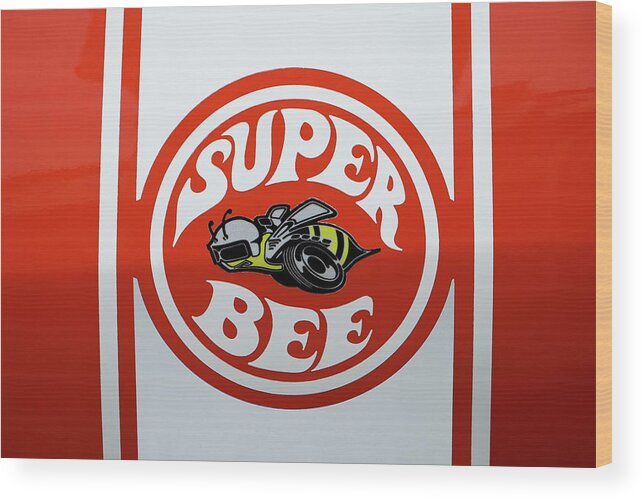 Dodge Wood Print featuring the photograph Super Bee Emblem by Mike McGlothlen