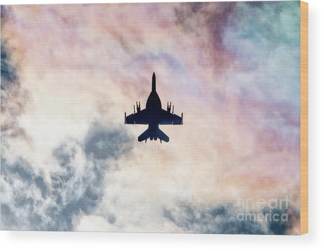 Boeing F18 Wood Print featuring the digital art Super Hornet Silhouette by Airpower Art