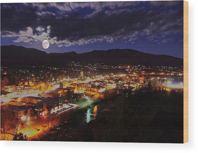 Steamboat Springs Wood Print featuring the photograph Super-moon Over Steamboat by Matt Helm