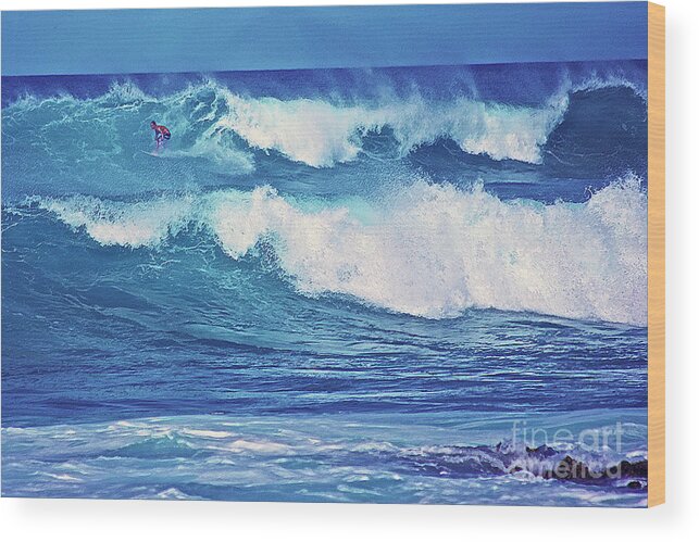 Ocean Waves Wood Print featuring the photograph Surfer Catching a Wave by Bette Phelan