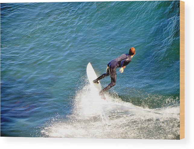 Surfer Wood Print featuring the photograph Surfer, Steamer Lane, Santa Cruz, Series 19 by Antonia Citrino