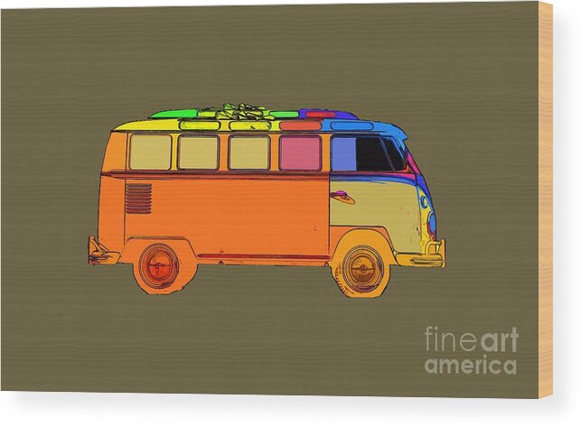 Surfer Wood Print featuring the photograph Surfer Van Transparent by Edward Fielding