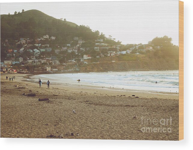 California Wood Print featuring the photograph Surfers just before sunset by Cindy Garber Iverson