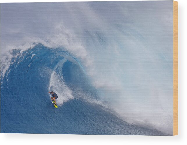 Action Wood Print featuring the photograph Surfing Jaws by Peter Stahl