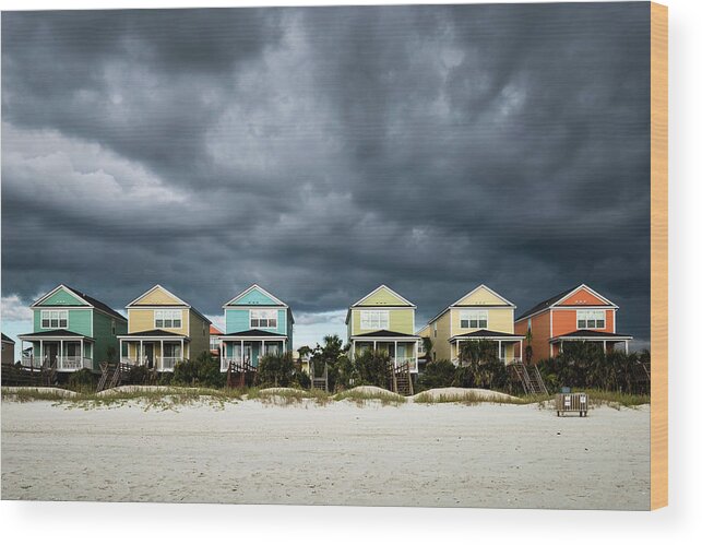 Surfside Beach Wood Print featuring the photograph Surfside Beach Houses by Ivo Kerssemakers
