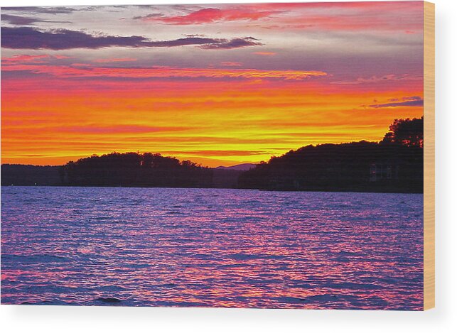 Surreal Smith Mountain Lake Sunset Wood Print featuring the photograph Surreal Smith Mountain Lake Sunset 2 by The James Roney Collection