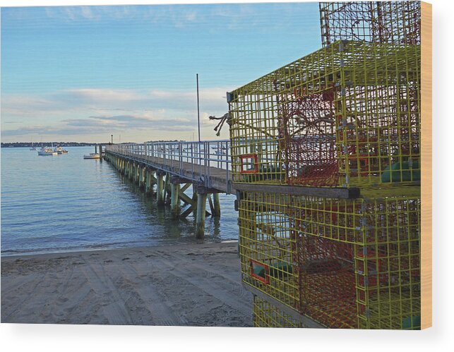 Swampscott Wood Print featuring the photograph Swampscott Yacht Club Swampscott MA Lobster Traps by Toby McGuire