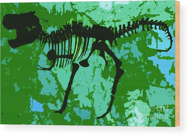 T Rex Wood Print featuring the digital art T. Rex by David Lee Thompson