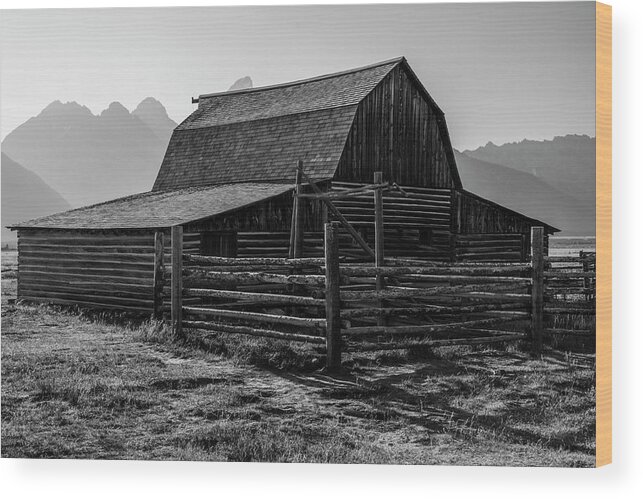 Mormon Row Wood Print featuring the photograph T.A. Moulton Barn Grand Tetons Close Up by John McGraw