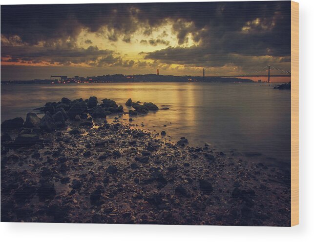 Lisbon Wood Print featuring the photograph Tagus Evening by Carlos Caetano