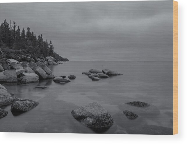 Landscape Wood Print featuring the photograph Tahoe in Black and White by Jonathan Nguyen