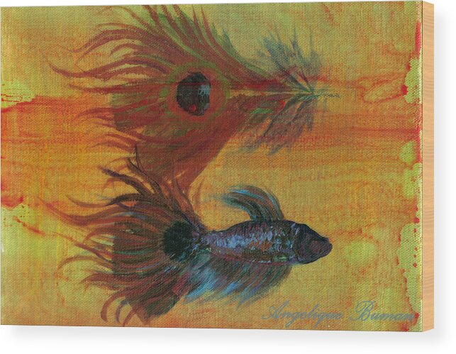 Fish Wood Print featuring the painting Tail Study by Angelique Bowman