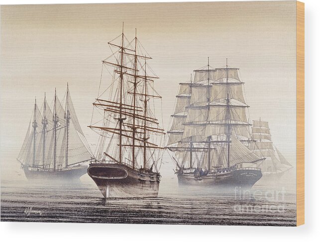 Ships Wood Print featuring the painting Tall Ships by James Williamson