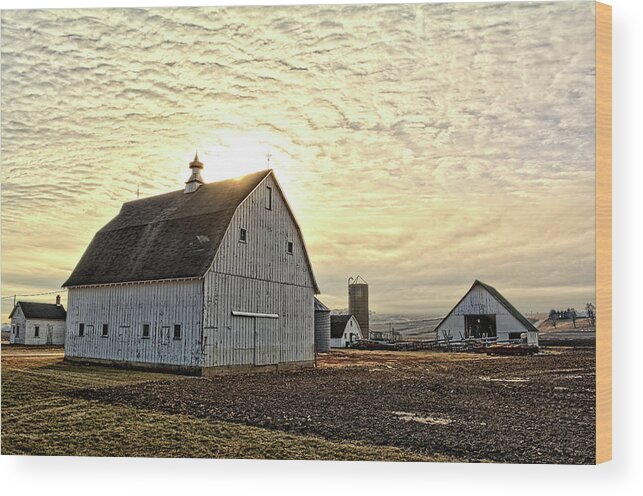 Silo Wood Print featuring the photograph Tama Farm by Bonfire Photography