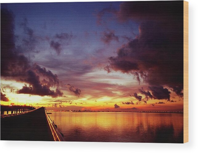 Sunrise Wood Print featuring the photograph Tampa Dawn by Stoney Lawrentz