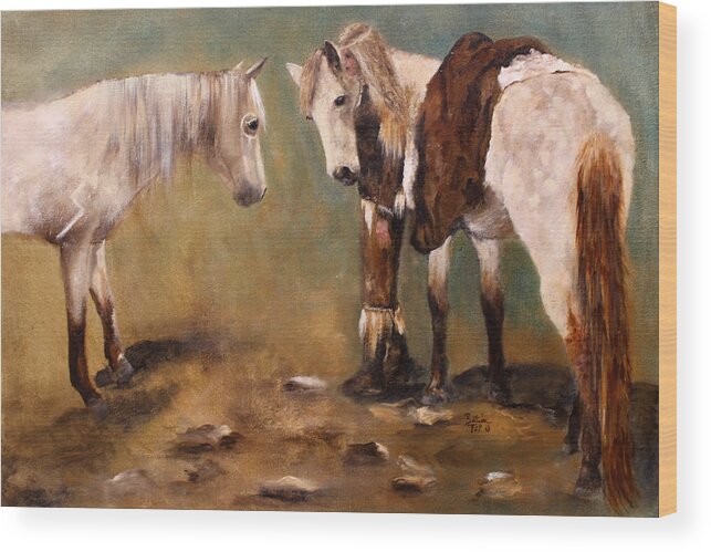 Horses Wood Print featuring the painting Tatanka Star Pony and the Spirit of Unbridled Love by Barbie Batson