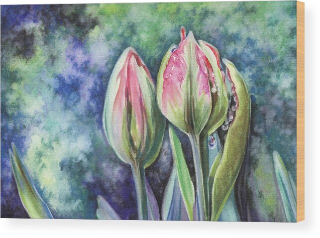 Tulip Wood Print featuring the painting Tears by Natasha Denger