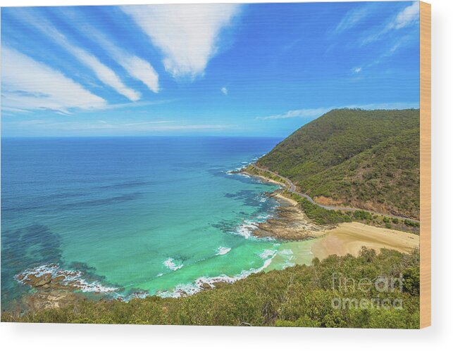 Anglesea Wood Print featuring the photograph Teddys Lookout Lorne by Benny Marty