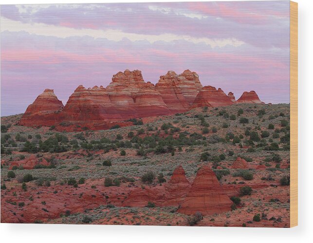 Sunset Wood Print featuring the photograph Teepees Sunset - Coyote Buttes by Brett Pelletier