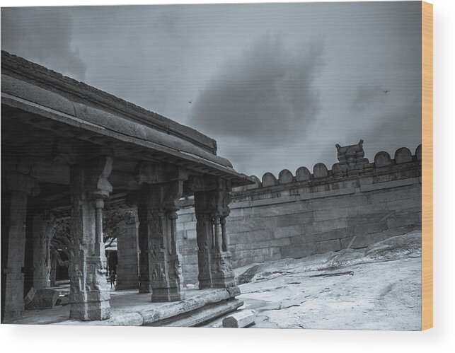 Lepakshi Temple  Wood Print featuring the photograph Temple Pillars by Ramabhadran Thirupattur