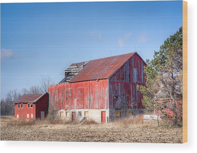 55 F1.8 Wood Print featuring the photograph The abandoned barn by Nick Mares