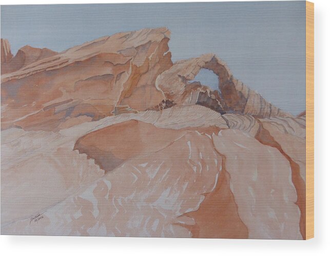Eastern Nevada State Parks Wood Print featuring the painting The Arch Rock Experiment - VII by Joel Deutsch