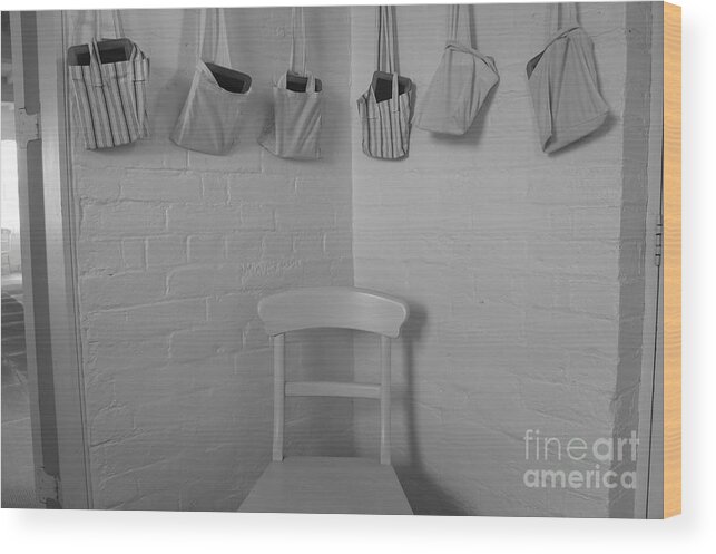 Welfare System Wood Print featuring the photograph The Art of Welfare. Schoolbags. by Elena Perelman