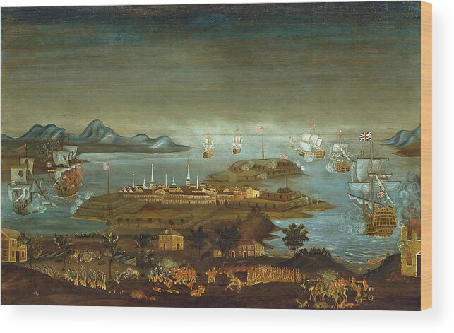 Winthrop Chandler Wood Print featuring the painting The Battle of Bunker Hill by Winthrop Chandler