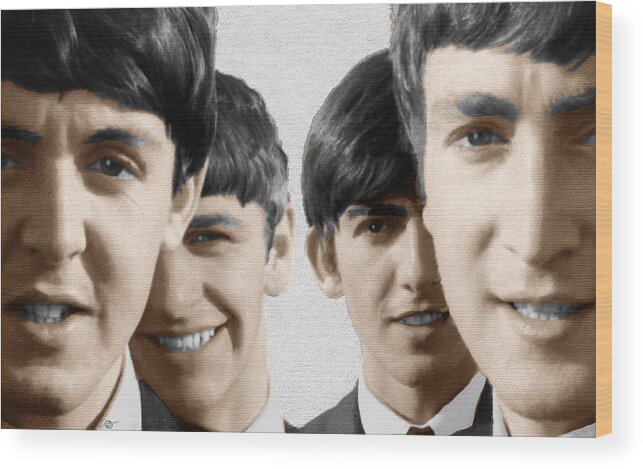 The Beatles Wood Print featuring the painting The Beatles Painting 1963 Color by Tony Rubino