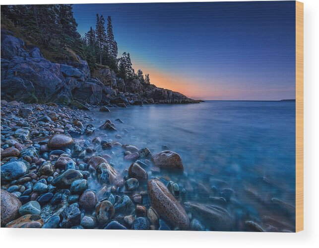Acadia Wood Print featuring the photograph The Blue Hour On Little Hunter's Beach by Rick Berk