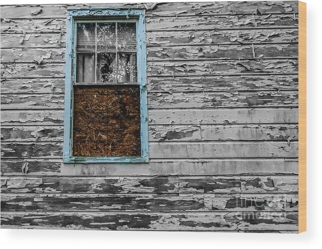 House Wood Print featuring the photograph The Blue Window by Metaphor Photo