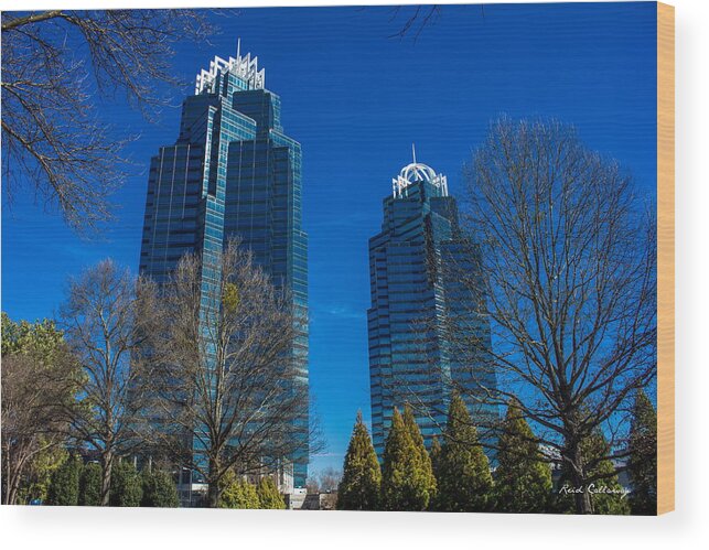 Reid Callaway Reflective Blues Wood Print featuring the photograph The Blues King and Queen Buildings Concourse by Reid Callaway