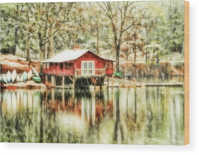 Canoes Wood Print featuring the photograph The Boat House by Darren Fisher