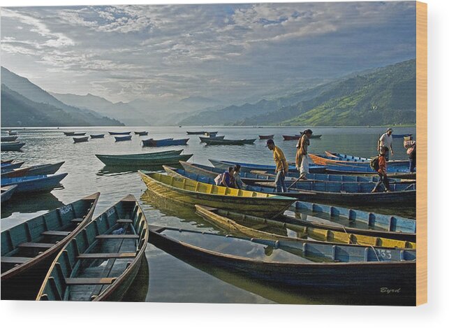 Boats Wood Print featuring the photograph The Boats of Phewa Tal in Nepal #2 by Christopher Byrd
