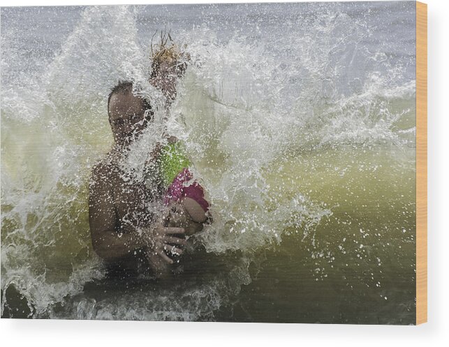 Ocean Beach Wave Surf Family Father Daughter Wood Print featuring the photograph The Boom by WAZgriffin Digital